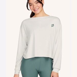Peloton Dreamblend Surplice Back Long Sleeve Light Gray Women's Size M